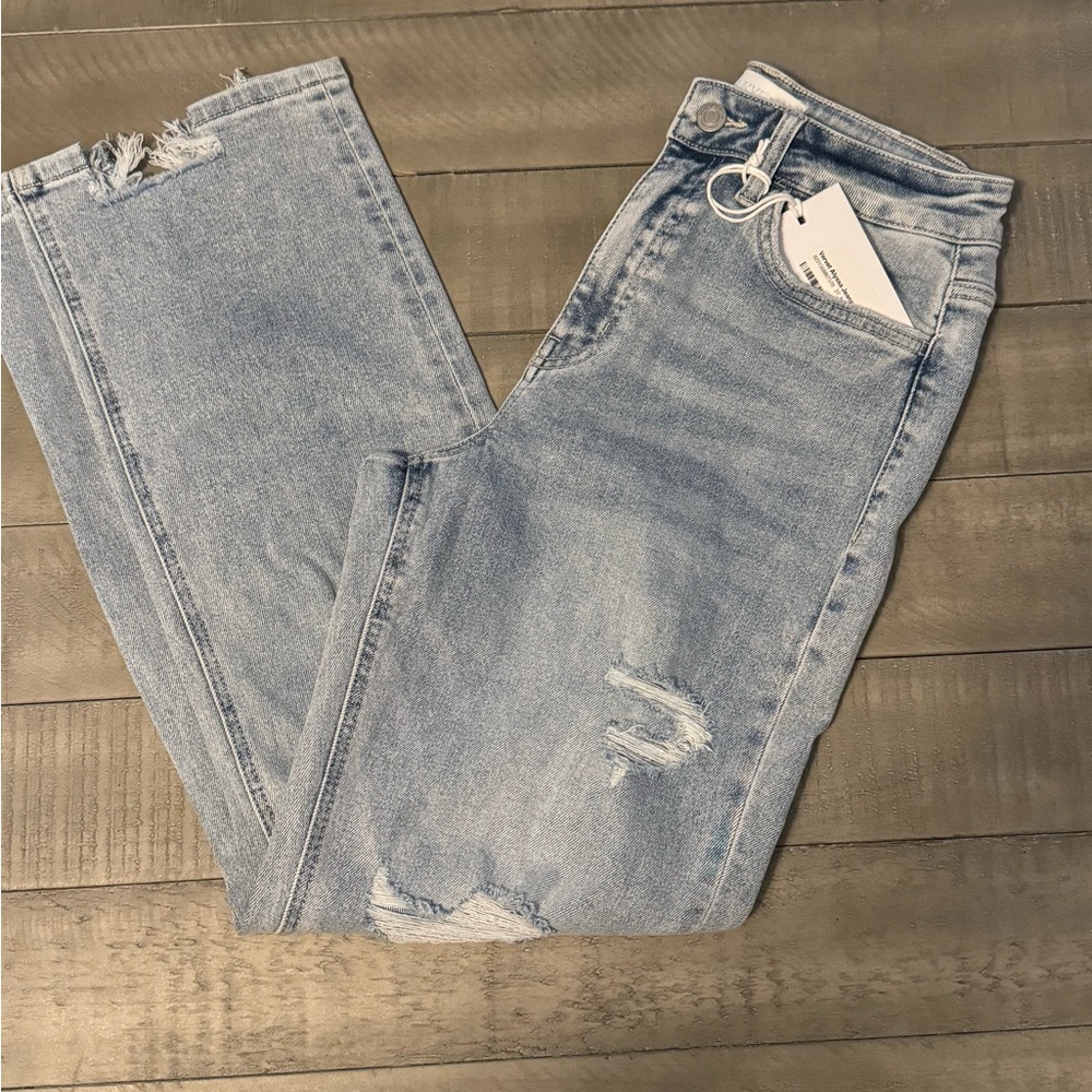 NWT-Vervet Blue 90’s Vintage Straight “Alyssa” Distressed Denim Jeans, Sz. 27/5